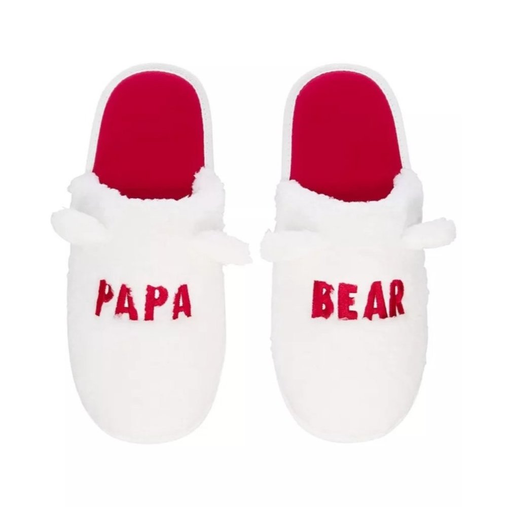 FAMILY PAJAMAS Men's Papa Bear Faux-Fur Matching Family Slippers - SIZE 12-13